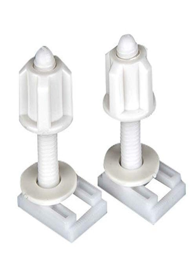 BATH GURU Plastic Toilet Seat Cover Screw Hinges for One Piece Toilets Seat Covers Repair Kit (One Pair, 38 MM X 23 MM) - White - Image 1